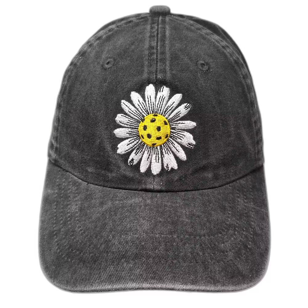 Waldeal Baseball Cap Gray Hat OS Daisy Embroidered Adjustable Cotton Buckle
